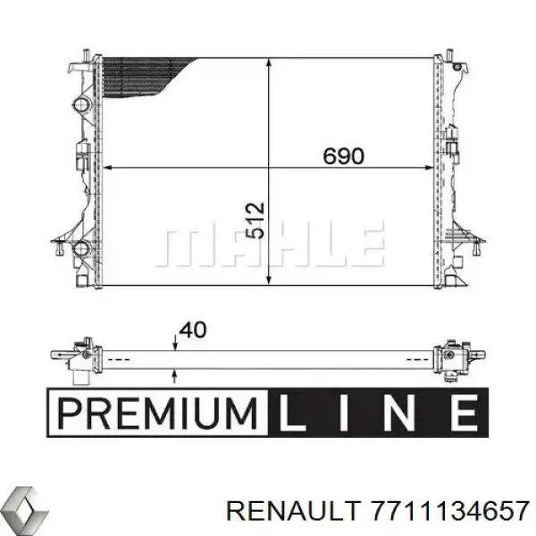 Chłodnica silnika Renault (RVI) 7711134657 cena, od 100,98 USD