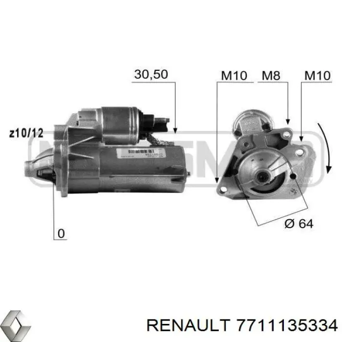 Rozrusznik Renault (RVI) 7711135334 cena, od 56,41 USD