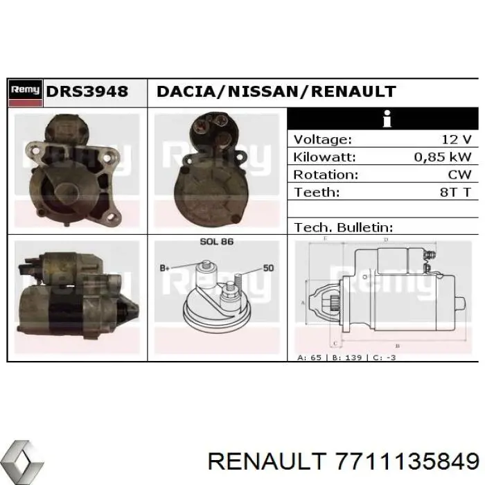 Do koszyka 7711135849 Renault (RVI) Rozrusznik