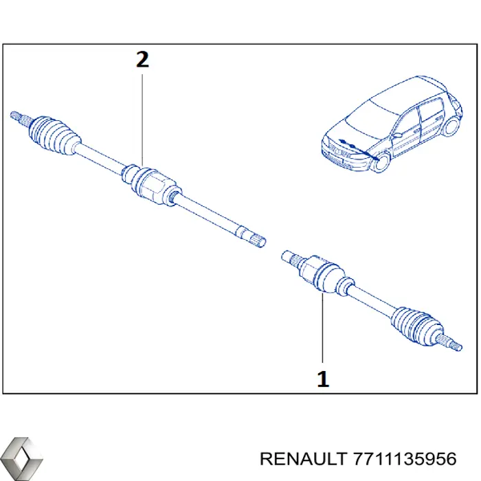 7711135956 Renault (RVI) Półoś napędowa przednia lewa