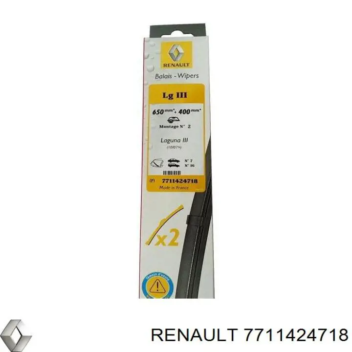 Pióro wycieraczki szyby przedniej, zestaw (2 szt.) Renault (RVI) 7711424718 cena, od 25,99 USD