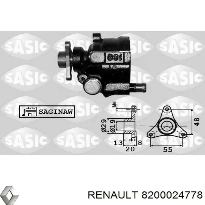 Pompa wspomagania hydraulicznego kierownicy Renault (RVI) 8200024778 cena, od 110,25 USD