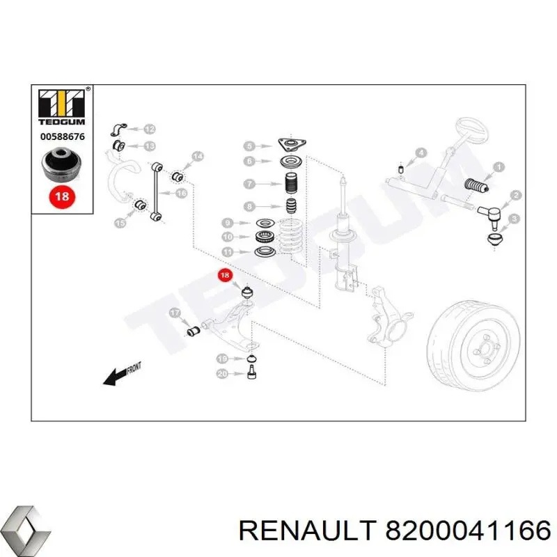 Do koszyka 8200041166 Renault (RVI) Silentblock przedniego wahacza dolnego