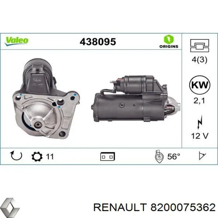 Rozrusznik 8200075362 Renault (RVI)