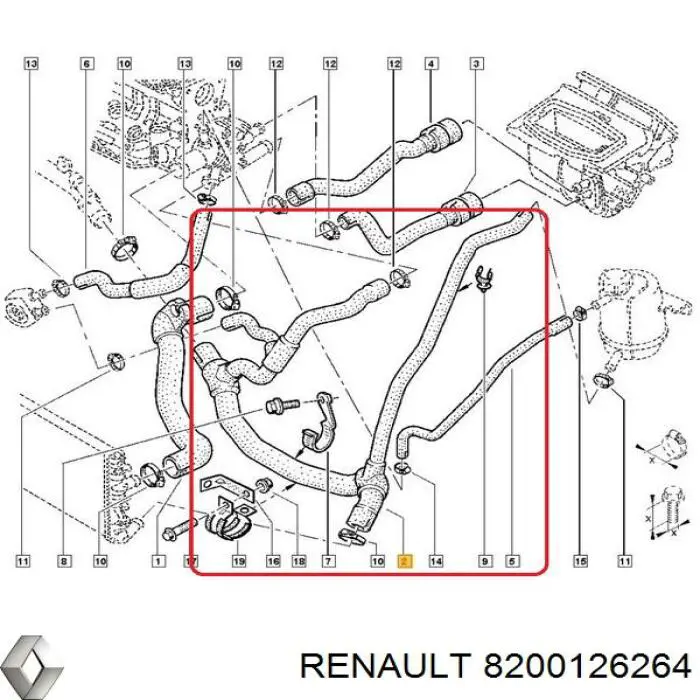 Przewód (króciec) chłodnicy dolny Renault (RVI) 8200126264 cena, od 46,57 USD