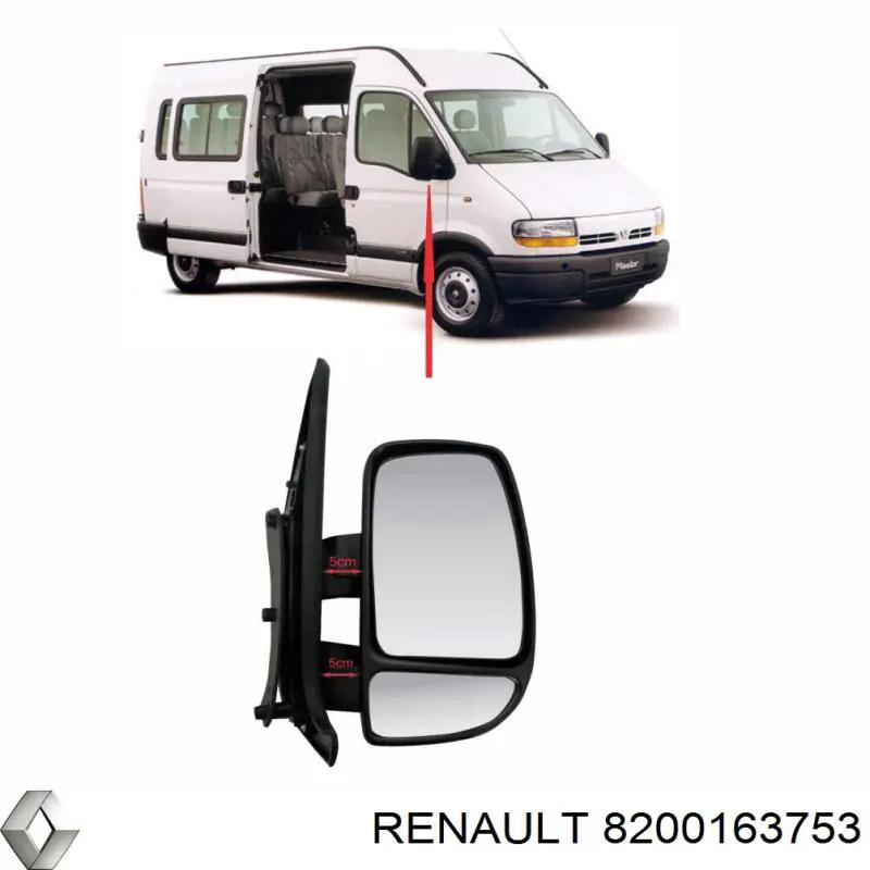 Do koszyka 8200163753 Renault (RVI) Lusterko wsteczne prawe
