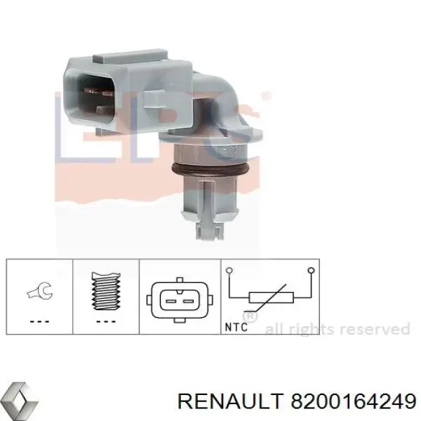 Do koszyka 8200164249 Renault (RVI) Czujnik temperatury powietrza wlotowego