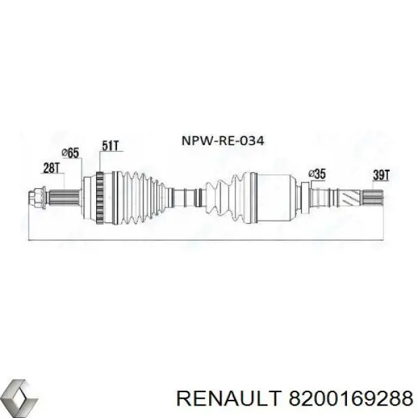 Półoś napędowa przednia prawa Renault (RVI) 8200169288 cena, od 141,46 USD