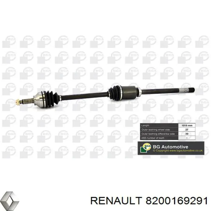 Półoś napędowa przednia prawa 8200169291 Renault (RVI)