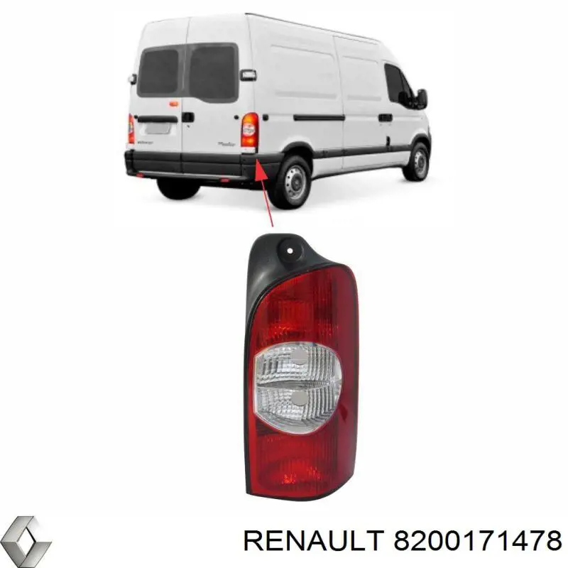 Lampa zespolona tylna prawa Renault (RVI) 8200171478 cena, od 90,24 USD
