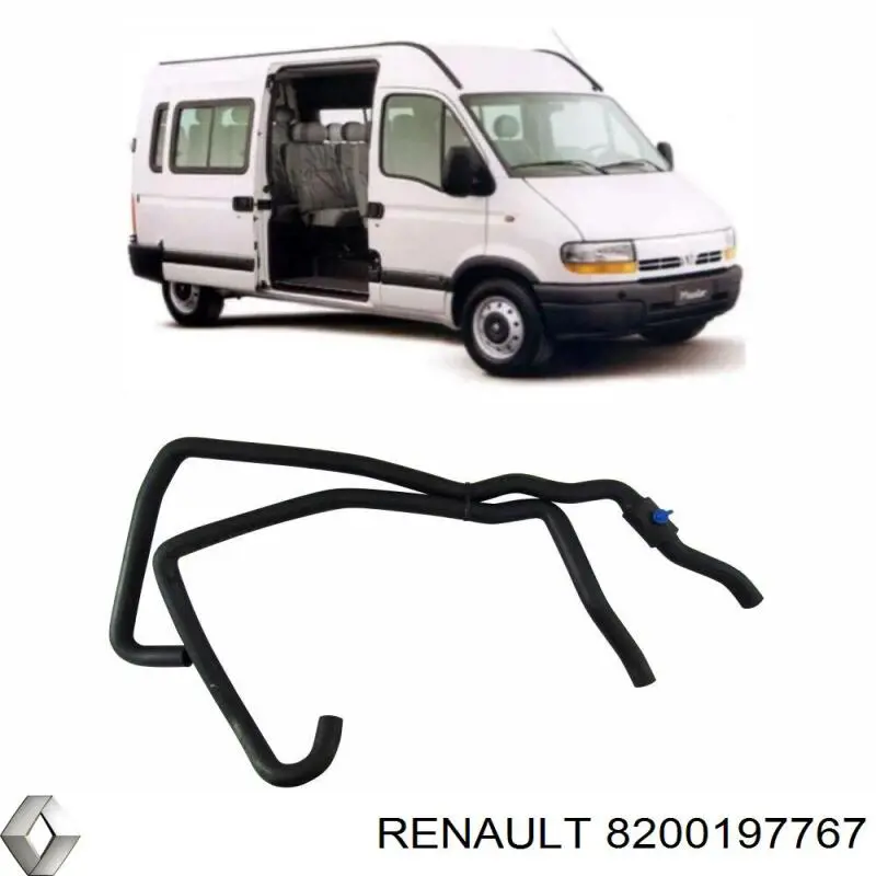 Do koszyka 8200197767 Renault (RVI) Przewód chłodnicy ogrzewacza (nagrzewnicy), podwójny