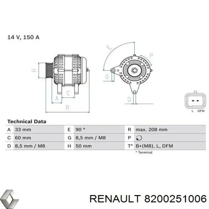 8200251006 Renault (RVI) Alternator