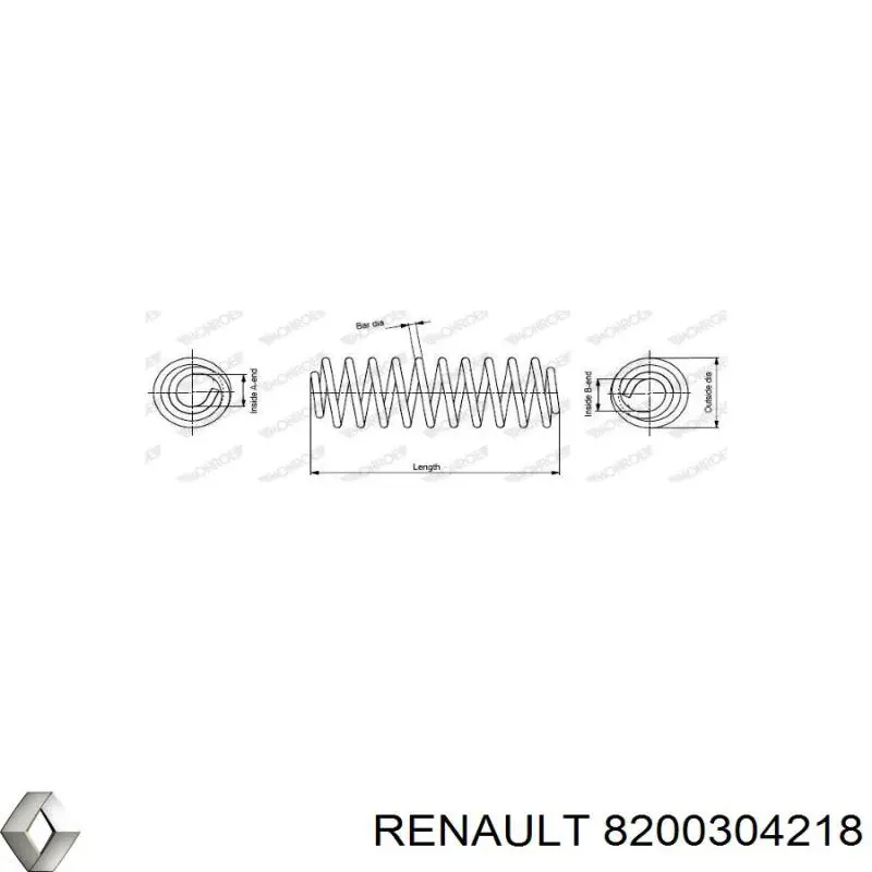 Sprężyna przednia Renault (RVI) 8200304218 cena, od 30,92 USD