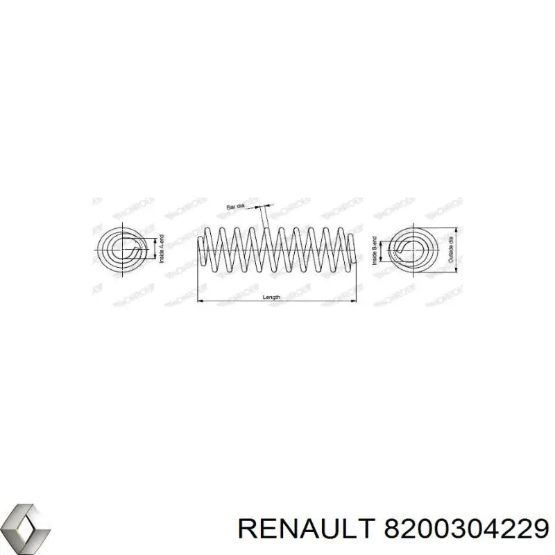 Sprężyna przednia 8200304229 Renault (RVI)