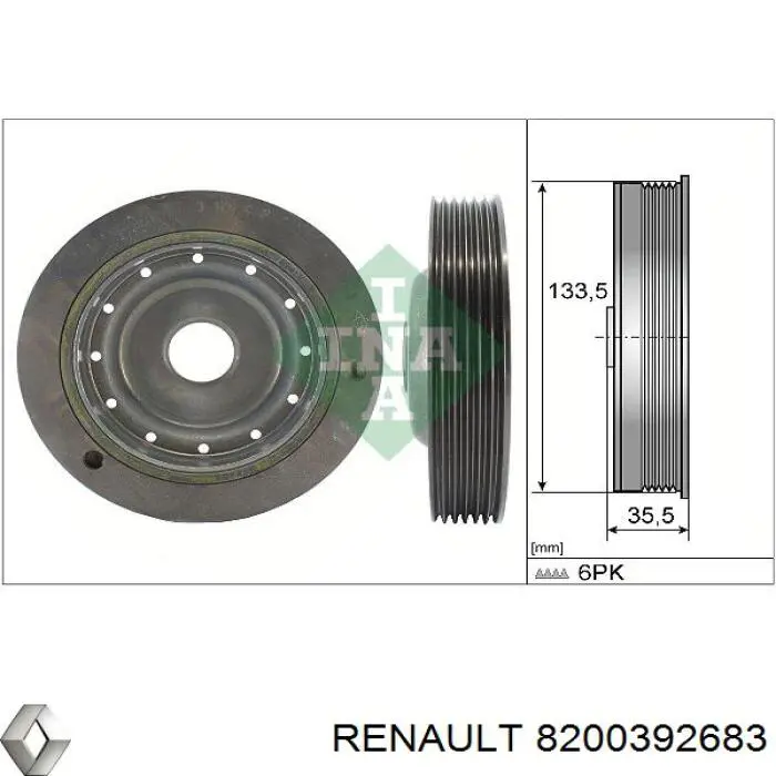 Koło pasowe wału korbowego Renault (RVI) 8200392683