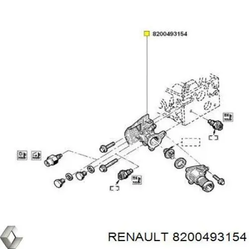 Do koszyka 8200493154 Renault (RVI) Obudowa termostatu