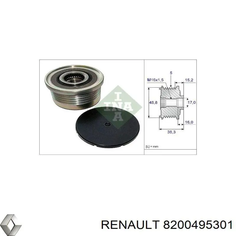 Do koszyka 8200495301 Renault (RVI) Alternator