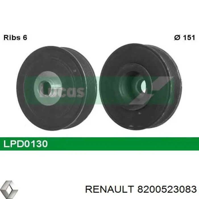 Do koszyka 8200523083 Renault (RVI) Koło pasowe wału korbowego