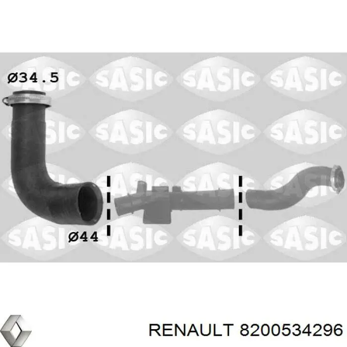 Przewód (króciec) intercoolera Renault (RVI) 8200534296 cena, od 17,61 USD