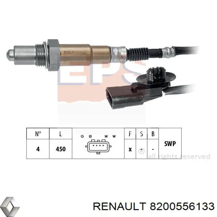 8200556133 Renault (RVI) sonda lambda czujnik tlenu po katalizatorze