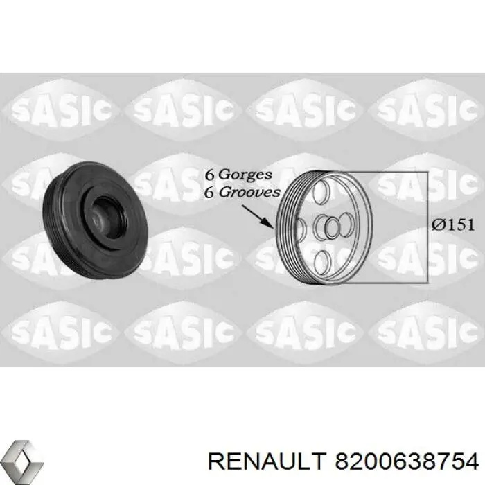 Koło pasowe wału korbowego Renault (RVI) 8200638754 cena, od 72,40 USD