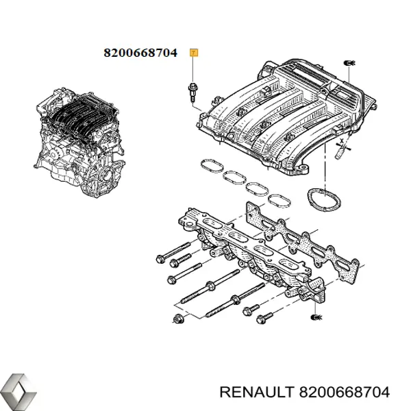 Śruba (szpilka) kolektora ssącego Renault Laguna 2 (KG0)