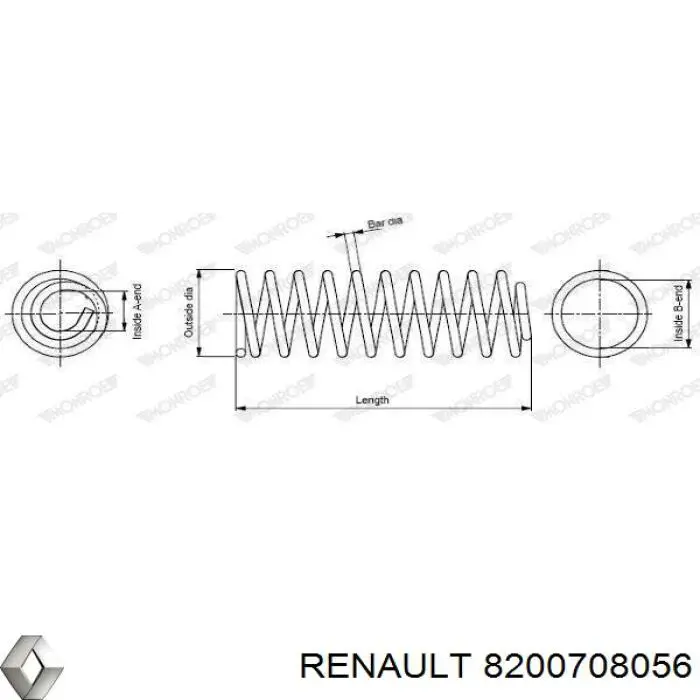 Sprężyna przednia Renault (RVI) 8200708056 cena, od 32,12 USD
