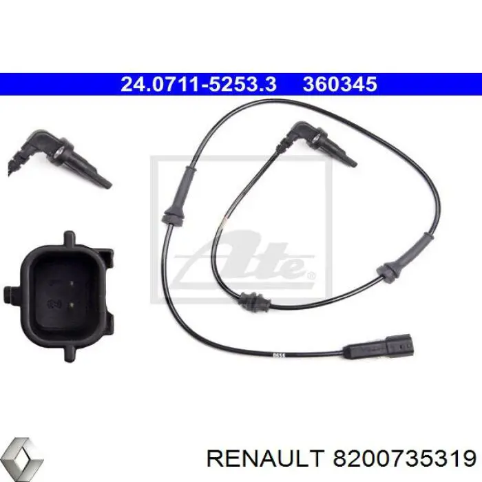 Czujnik ABS przedni Renault (RVI) 8200735319 cena, od 33,82 USD