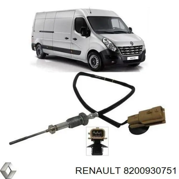 Czujnik temperatury spalin, przed turbiną Renault (RVI) 8200930751 cena, od 92,69 USD
