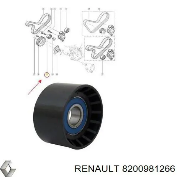 Do koszyka 8200981266 Renault (RVI) Rolka prowadząca, kierunkowa paska napędowego