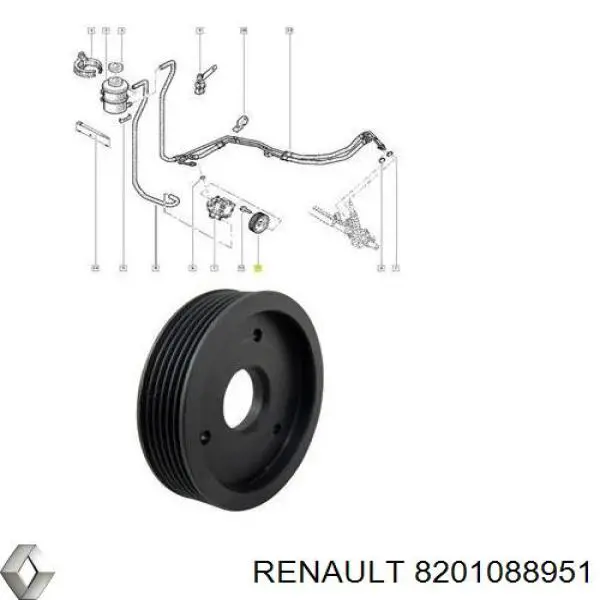 Koło pasowe pompy wspomagania hydraulicznego Renault (RVI) 8201088951 cena, od 22,54 USD