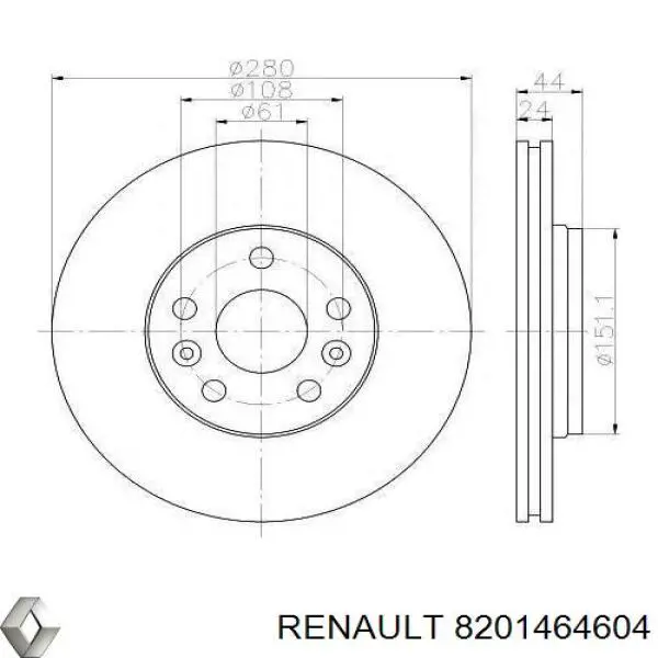 8201464604 Renault (RVI) Tarcza hamulcowa przednia