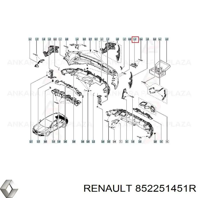 Do koszyka 852251451R Renault (RVI) Wspornik zderzaka tylnego lewy