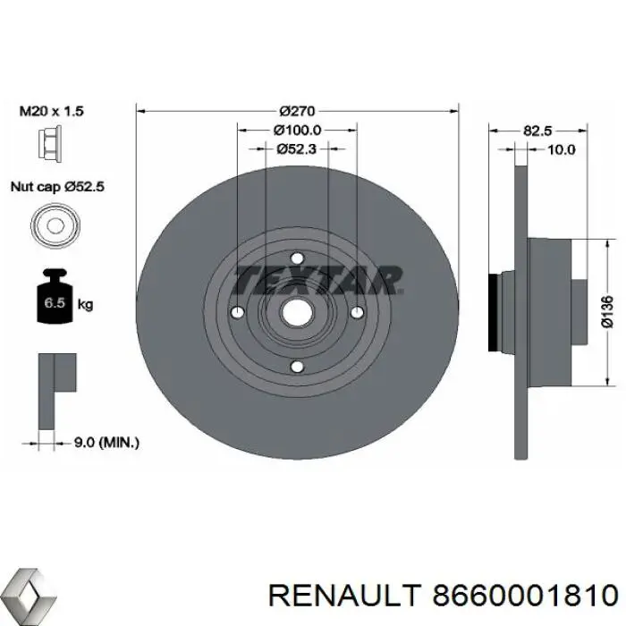 Tarcza hamulcowa tylna Renault (RVI) 8660001810 cena, od 94,32 USD