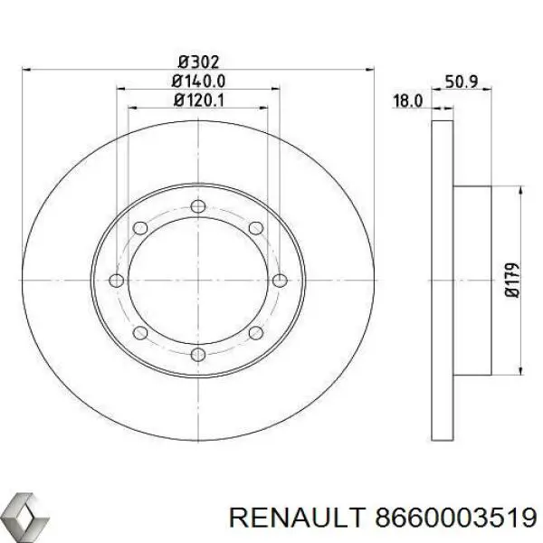 Tarcza hamulcowa tylna Renault (RVI) 8660003519 cena, od 54,58 USD