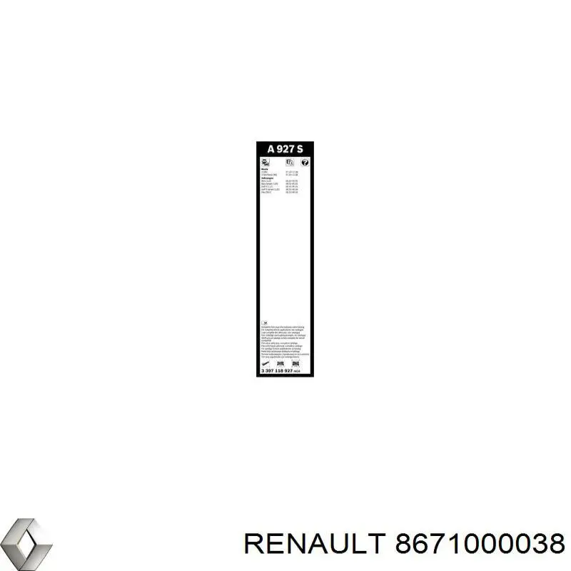 Do koszyka 8671000038 Renault (RVI) Pióro wycieraczki szyby przedniej kierowcy