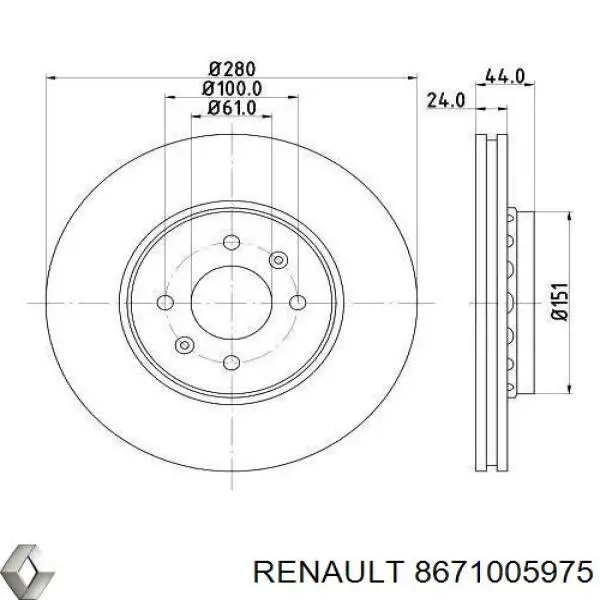 8671005975 Renault (RVI) Tarcza hamulcowa przednia