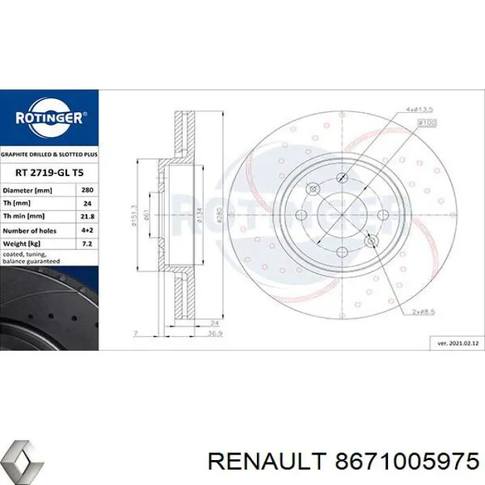 Do koszyka 8671005975 Renault (RVI) Tarcza hamulcowa przednia