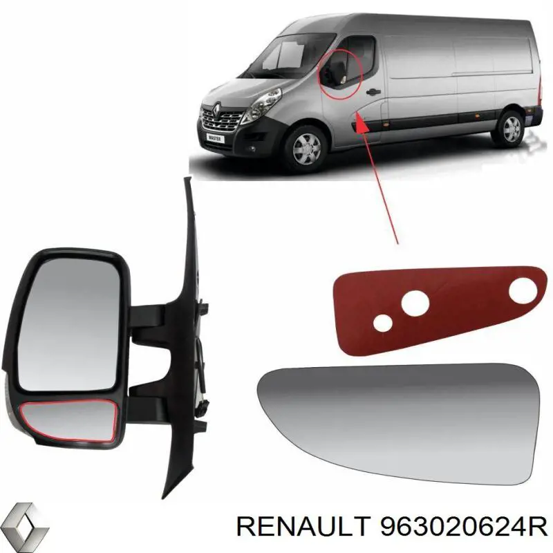 Do koszyka 963020624R Renault (RVI) Lusterko wsteczne lewe
