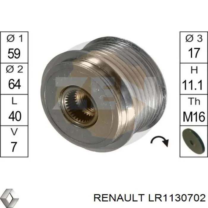 LR1130702 Renault (RVI) Alternator