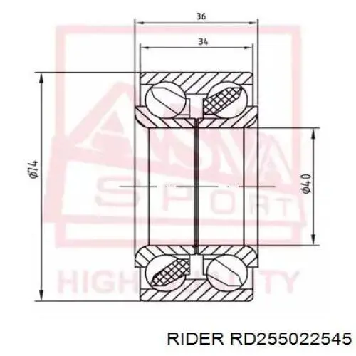 Do koszyka RD255022545 Rider Przegub homokinetyczny wewnętrzny przedni lewy