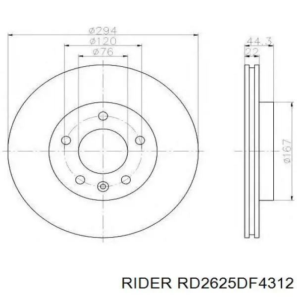 Tarcza hamulcowa tylna RD2625DF4312 Rider