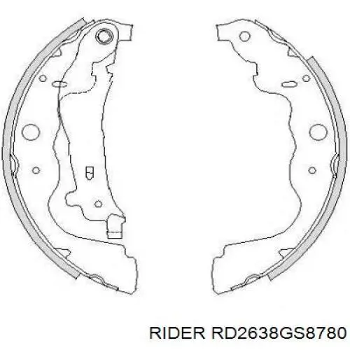 Klocki hamulcowe tylne bębnowe Rider RD2638GS8780 cena, od 26,91 USD