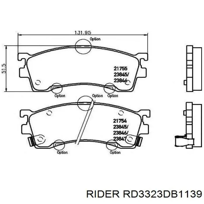 RD.3323.DB1139 Rider klocki hamulcowe przednie tarczowe