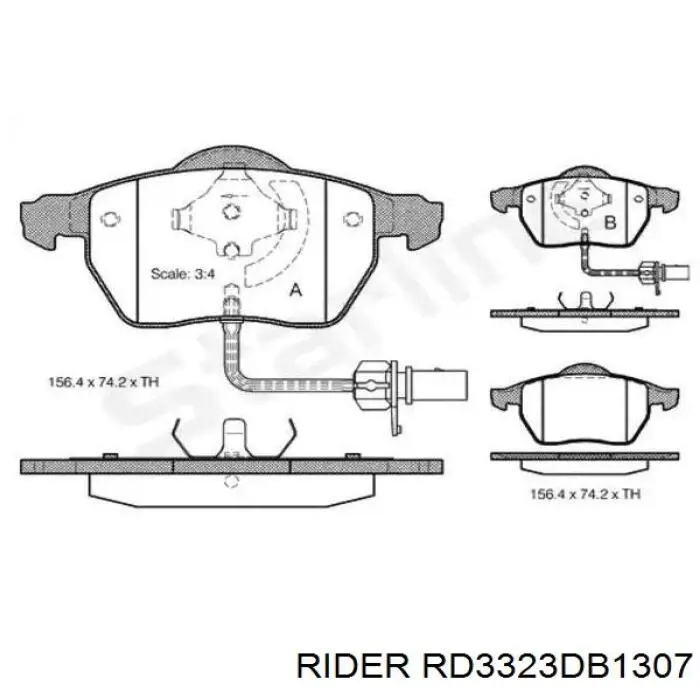Klocki hamulcowe przednie tarczowe RD3323DB1307 Rider