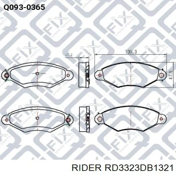 RD3323DB1321 Rider Klocki hamulcowe przednie tarczowe