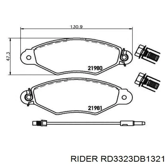Klocki hamulcowe przednie tarczowe Rider RD3323DB1321 cena, od 22,74 USD