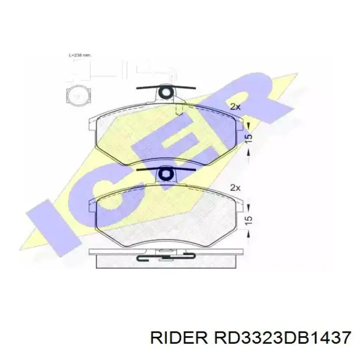 Klocki hamulcowe przednie tarczowe Rider RD3323DB1437