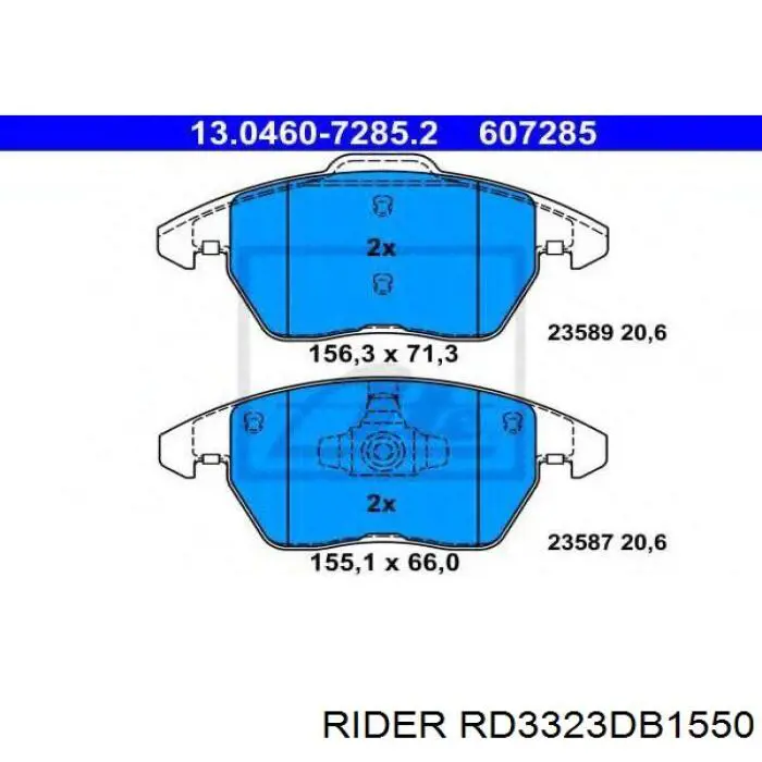 Klocki hamulcowe przednie tarczowe Rider RD3323DB1550 cena, od 38,78 USD