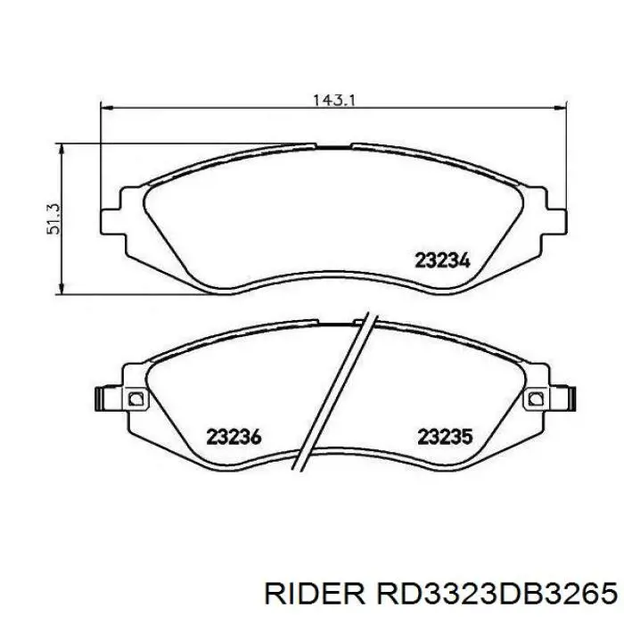 RD3323DB3265 Rider Klocki hamulcowe przednie tarczowe